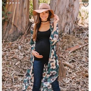 Pinkblush green long floral maternity kimono